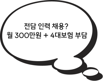 말풍선-전담 인력 채용? 월 300만원 + 4대보험 부담